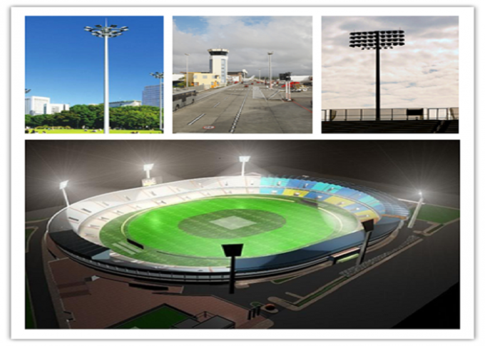 Octagonal Stadium Football High Mast Tower Light Pole Custom 30M For Seaport 0