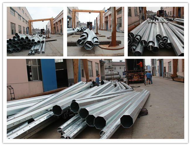 90FT 132kv  Galvanized Electrical Steel Power Pole For Distribution Line 1