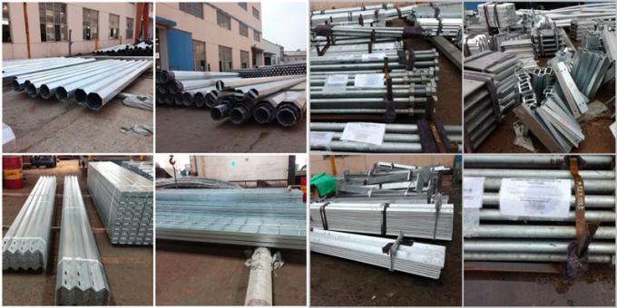 26.5M 5mm Steel Thickness Galvanized Steel Light Tension Electric Pole With Steel Channel Cross Arm 0