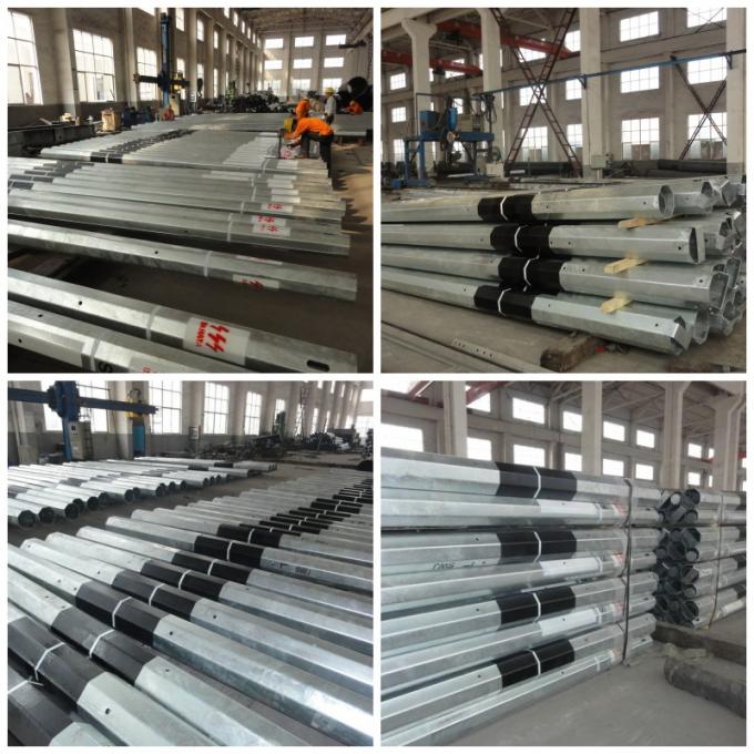 26.5M 5mm Steel Thickness Galvanized Steel Light Tension Electric Pole With Steel Channel Cross Arm 1