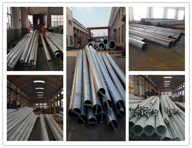Galvanized Polygonal Tapered Electrical Power Pole For Transmission Line Project 0