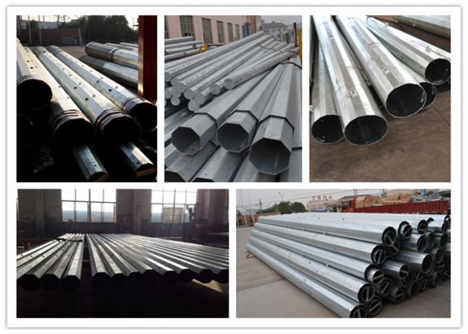 Tapered  Polygonal Electrical Power Pole For Distribution Line , Steel Transmission Pole 2