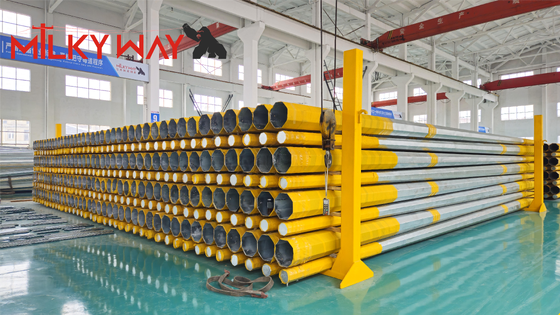 গুণ  High-Strength Q460 Octagonal Hot-Dip Galvanized Steel Pole for 69kV Power Transmission Lines কারখানা