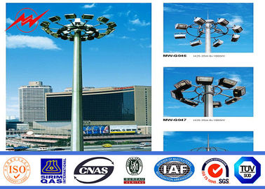 Multisided Powder Coating 40M High Mast Pole with Winch for Park Lighting সরবরাহকারী