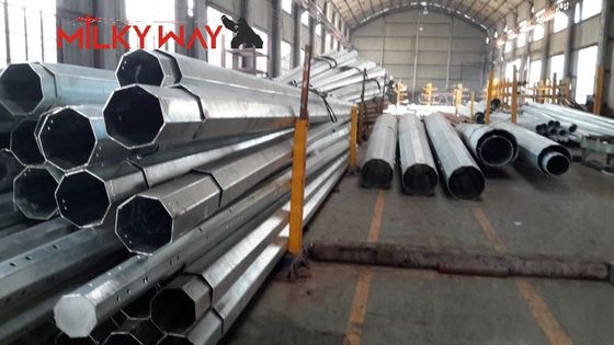 17 মিটার গ্যালভানাইজড ইস্পাত পাওয়ার ট্রান্সমিশন খুঁটি 1200daN লোড ASTM A123 সরবরাহকারী