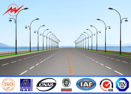 6M-12M উচ্চতা স্ট্রিট লাইট মেরু গরম ডিপ জনাকীর্ণ পৃষ্ঠ