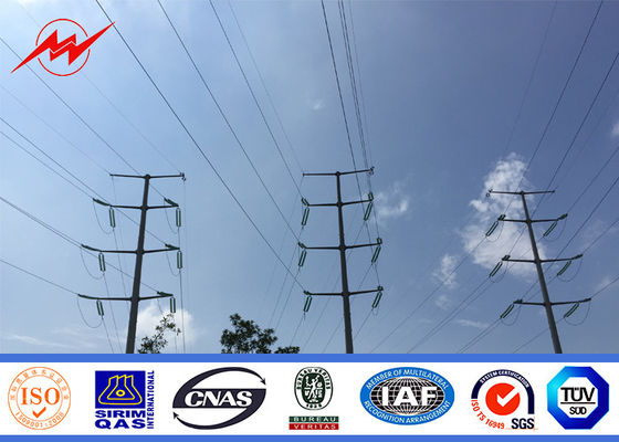 40FT NGCP ইস্পাত ইউটিলিটি মেরু 3mm GR65 55KV পাওয়ার ডিস্ট্রিবিউশন