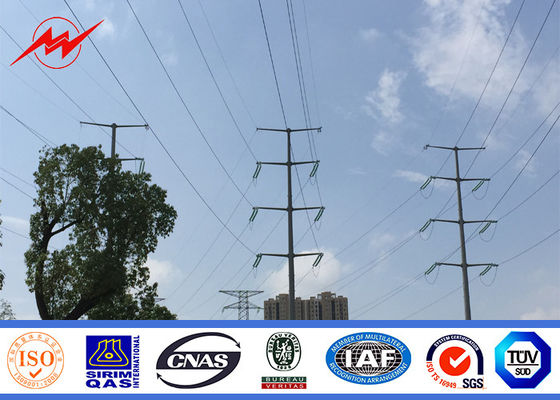 40FT NGCP ইস্পাত ইউটিলিটি মেরু 3mm GR65 55KV পাওয়ার ডিস্ট্রিবিউশন