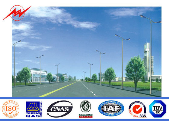 Solar 2.75mm 12m Dual Outreach Galvanized Steel Pole for Road Lighting