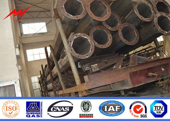 6 Sides 4-15m Powder Coating Galvanized Steel Pole with One Cross Arm