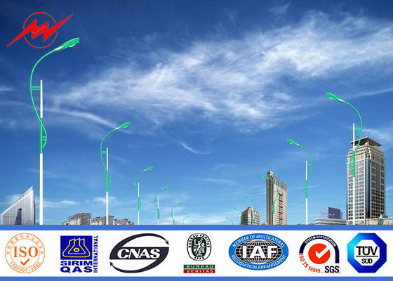 Shockproof 7m Single Arm Solar Road Street Light Poles For Campus Lighting