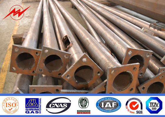 6m Hot Dip Galvanized Single Arm Street Light Poles For Road Lighting