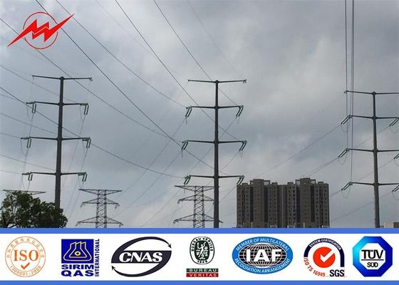 138 KV Transmission Line Electrical Power Pole , Steel Transmission Poles