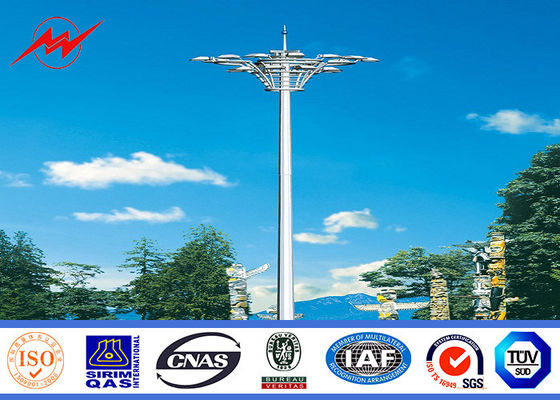 Golden Color 15m Welding High Mast Lighting Poles For Airport / School / Villas