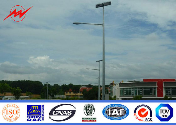 10m Single Arm Solar Street Light Pole Specification / Design Garden Lighting Pole