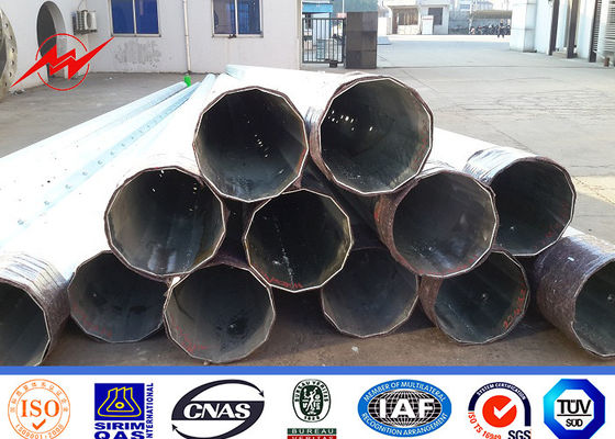 Customized Polygonal 9m Steel Power Transmission Line Poles With Bitumen