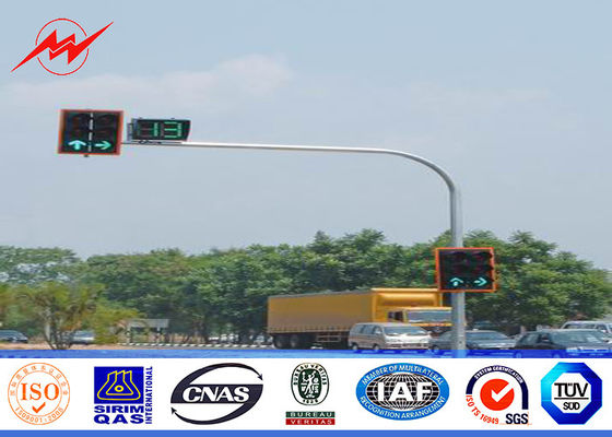 6m Single Bracket Galvanized Traffic Street Light Pole 3mm Thickness