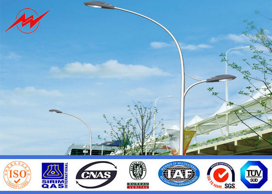 Outdoor Multi Sided Solar Street Light Poles Street Lamp Pole With 2M Cross Arm