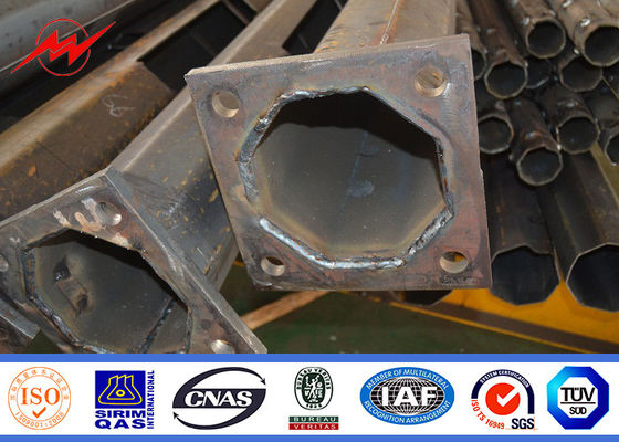 Hot Dip Galvanization 12m Q235 Street Light Poles 2 Cross Arms 160 Km / Hour