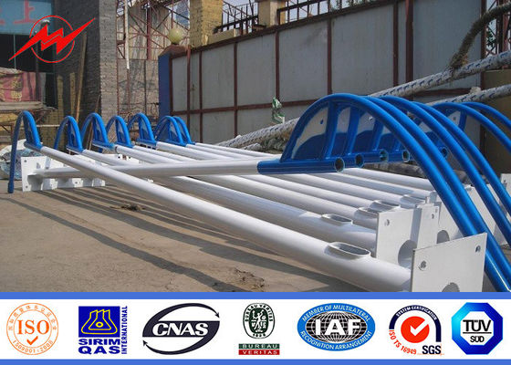 Octagonal Solar Double Arm Galvanized Street Light Poles With Flange