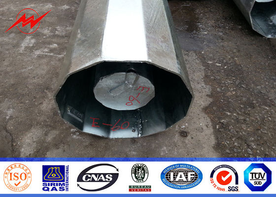 15M Customized Galvanized Steel Transmission Power Pole Round 6mm Thickness