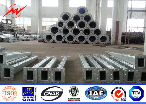 15M Customized Galvanized Steel Transmission Power Pole Round 6mm Thickness