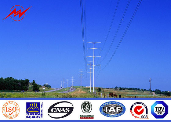 132kv Octagonal Galvanized Steel Pole , AWS D1.1 Transmission Line Poles