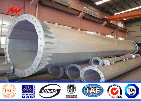 100 Feet Ladder Flange Type Galvanized Monopole Cell Tower For Mobile Telephone Masts