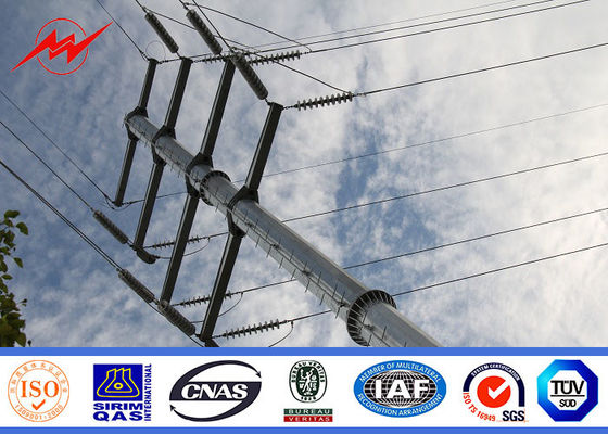 AWS D1.1 16m 6.9kv Power Line Pole / Steel Utility Poles For Mining Industry