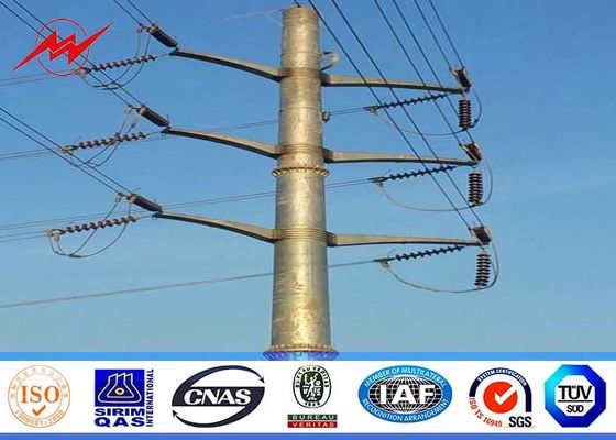 12 Sides 15M Clase 2500 Galvanized Steel Pole With Pairs of Climbing Bolt