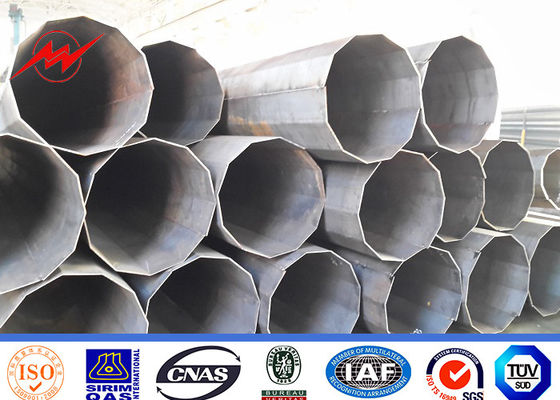 17M AWS D1.1 Galvanized Steel Pole / Steel Transmission Poles ISO Certification