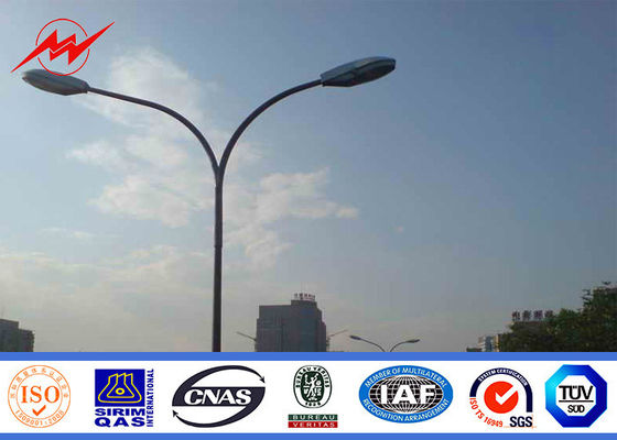 Q345 Hot DIP Galvanized Street Light Poles / Street Lamp Pole With Double Arm 12M