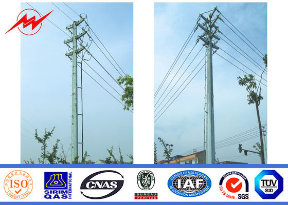 36KV ASTM A 123 Galvanized Electrical Steel Transmission Line Poles with Cross Arm