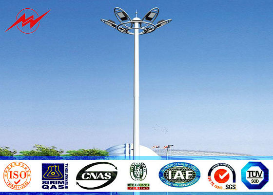 45m Galvanized High Mast Tower 100w - 5000w For Airport / Seaport , Single Or Double Arm