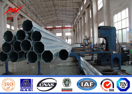 800Dan Galvanized Steel Tubular Pole 14m For Transmission Line Project , 10kv~550kv Power