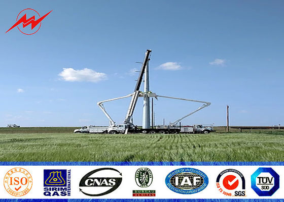 অ্যাঙ্কর বোল্টের জন্য গর্তযুক্ত গর্ত সহ 33 কেভি লাইন ট্রান্সমিশনের জন্য গ্যালভানাইজড স্টিলের মেরু