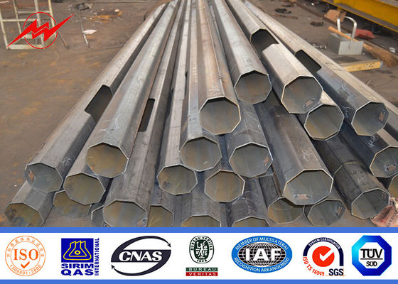 Galvanized 12M Electric Steel Utility Power Poles For Transmission Line