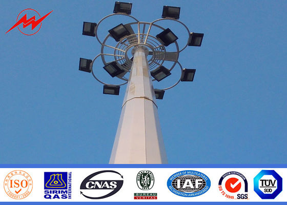 Custom 40m Polygonal Stadium Football High Mast Lighting Pole For Football Stadium with 60 Lights