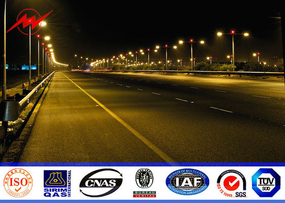 10m 5mm Wall Thickness Outdoor Square Galvanized Street Light Poles Parking Lot Light Pole With Double Arms