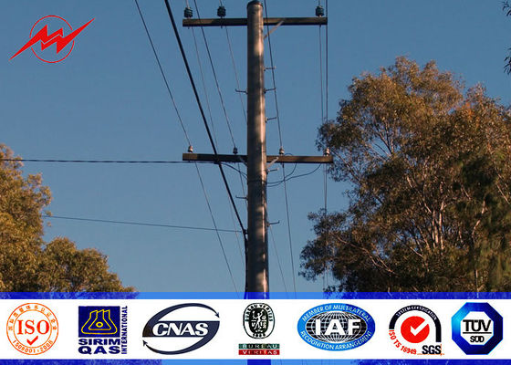 11.9m 16kn Load Electrical Power Pole 100% Welding Surface Galvanized  Treatment