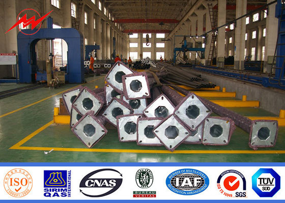 Galvanized S500MM 4mm বেধ সঙ্গে 9m অষ্টকোণী মধ্য Hinged স্ট্রিট লাইট পোলস বাঁকা