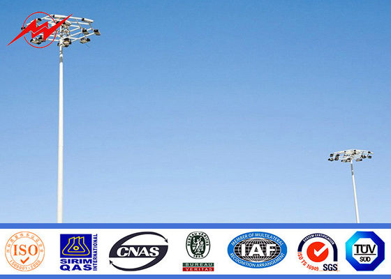 55m কাজ প্ল্যাটফর্ম ইস্পাত বহুগামী উচ্চ মস্তিষ্কের হাল্কা মেরু 500W LED বন্যা হালকা পোলস