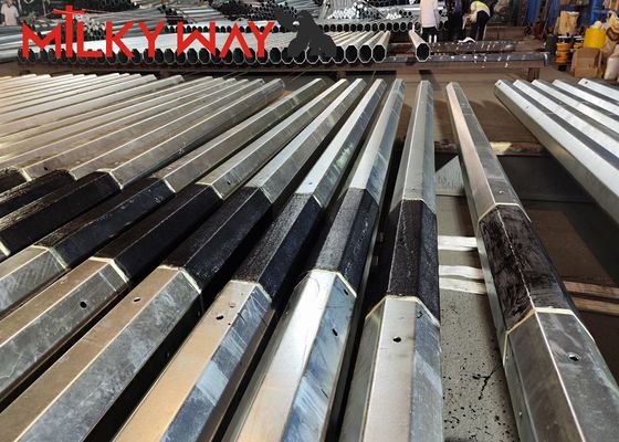 1250 ড্যান 11.8 এম 8 পক্ষের বৈদ্যুতিক শক্তি মেরু 4 মিমি বেধ সরাসরি কবর ASTM A123 গ্যালভানাইজেশন স্ট্যান্ডার্ড