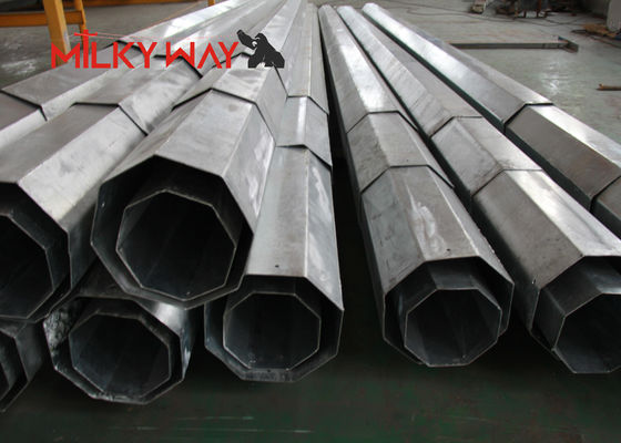 12m Gr65 বৈদ্যুতিক শক্তি সংক্রমণ জন্য গরম ডুব galvanized লেপ সঙ্গে অষ্টভুজ বৈদ্যুতিক ইস্পাত ইউটিলিটি মেরু
