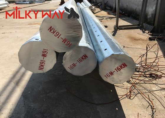 স্বনির্ধারিত উচ্চতার সাথে পাওয়ার ট্রান্সমিশনের জন্য হট ডপ গ্যালভানাইজড বৈদ্যুতিক পাওয়ার মেরু