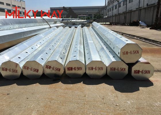 12m Gr65 বৈদ্যুতিক শক্তি সংক্রমণ জন্য গরম ডুব galvanized লেপ সঙ্গে অষ্টভুজ বৈদ্যুতিক ইস্পাত ইউটিলিটি মেরু