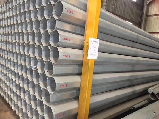 16m 800DaN 1000DaN Galvanized Electric Power Transmission Steel Pole for Direct Burial or Flange Type Installation
