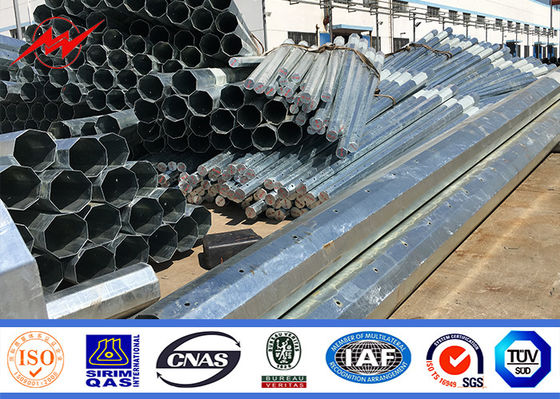 হট ডিপ গ্যালভানাইজড স্ট্রিট ইলেকট্রিক মেরু 3 এম ডাবল বাঁকানো আলোর বাহু সহ