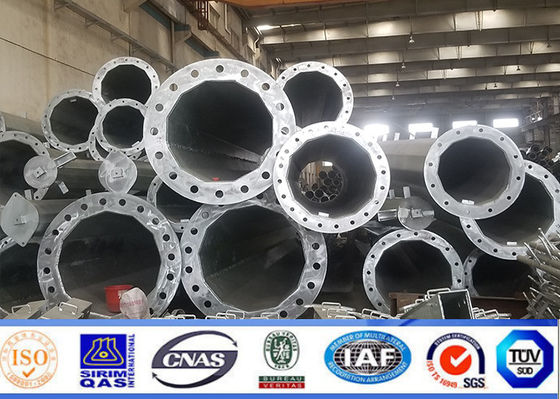 মোবাইল ট্রান্সমিশন লাইনের জন্য 12 পার্শ্বযুক্ত ইস্পাত মাইক্রোওয়েভ মনোপোল টাওয়ার