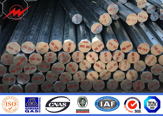 7-12M বৈদ্যুতিক শক্তি ইস্পাত মেরু 10m Q235 ট্রান্সমিশনের জন্য গরম ডপ গ্যালভানাইজড সঙ্গে